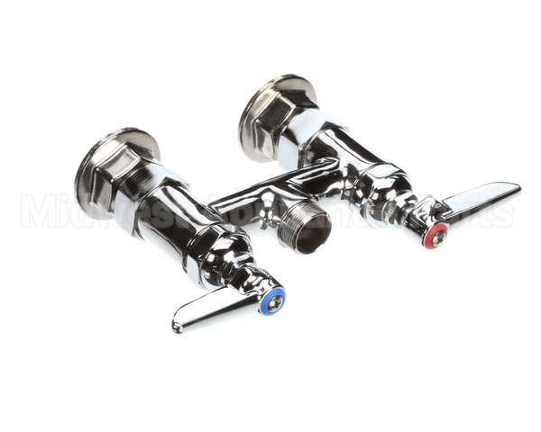 B-0225-LN T&S Brass Double Pantry Base Faucet, Swivel Outlet