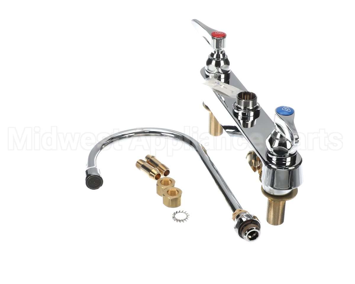 B-1142-XS T&S Brass Workboard Faucet, Deck Mount, 8 Centers,