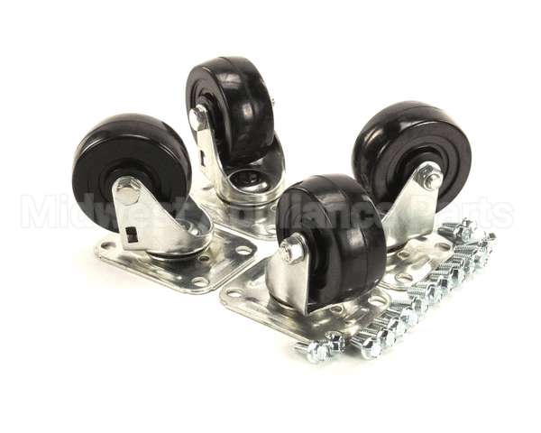 C-4X4 Glastender Caster, Swivel, Plate, 3-3/4"H, Set Of 4