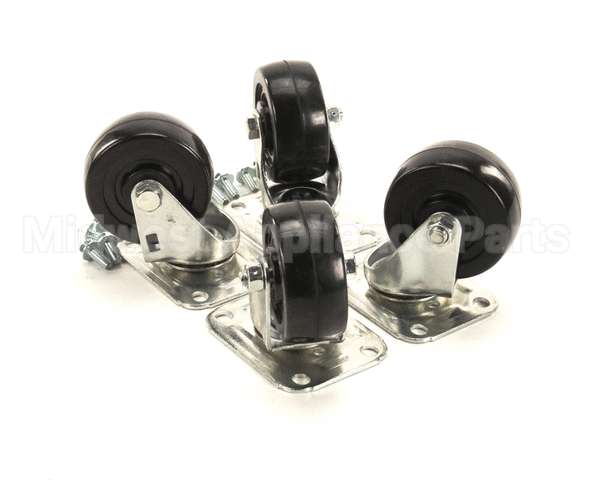 C-4X4 Glastender Caster, Swivel, Plate, 3-3/4"H, Set Of 4
