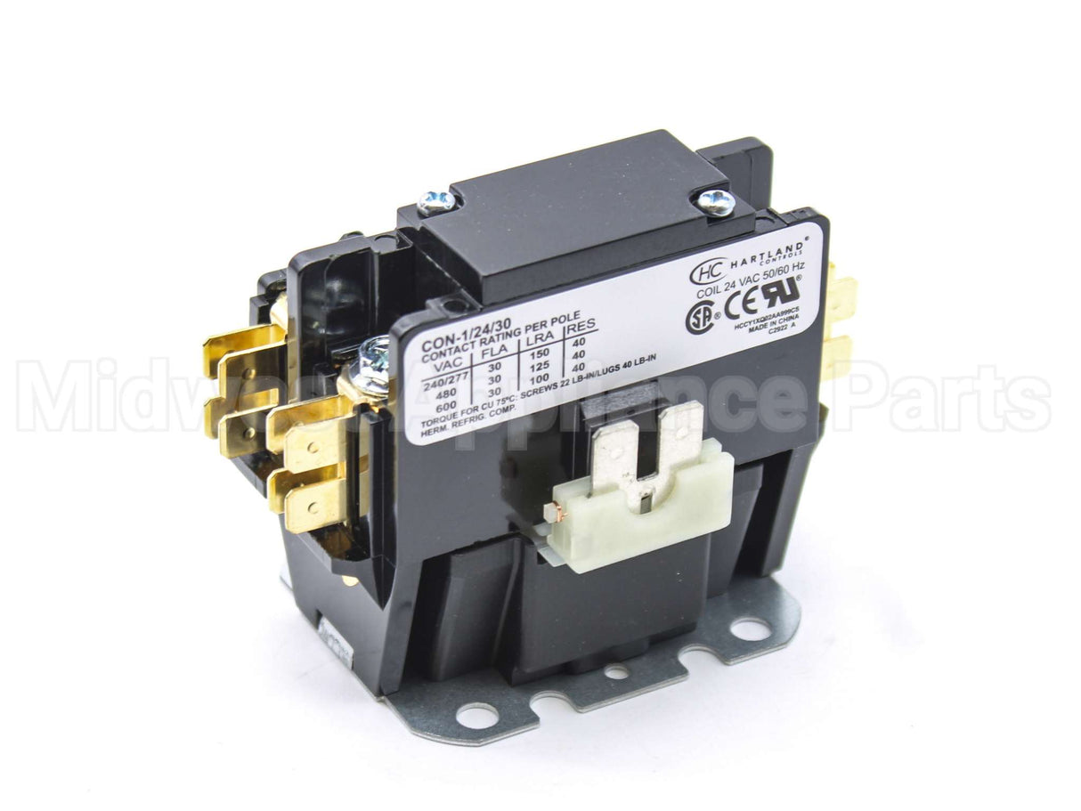 CON-1/24/30 Hartland Controls 1P 24V 30A Contactor W/Shunt