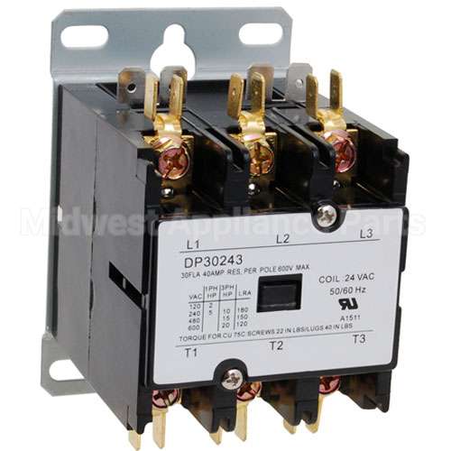 FM810-1202 Compatible Frymaster Contactor 3 Pole, 40 Amp 24V