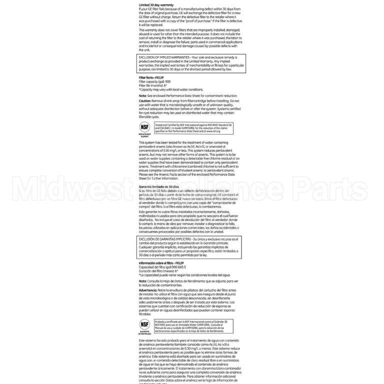 FX12P GE Repl. Filter