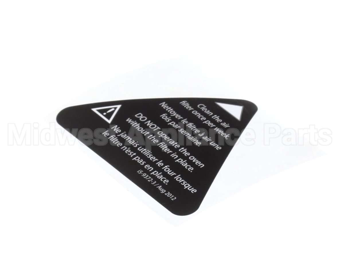 I5-9372-3 Turbochef Label, Filter Warning, Eng-Fre
