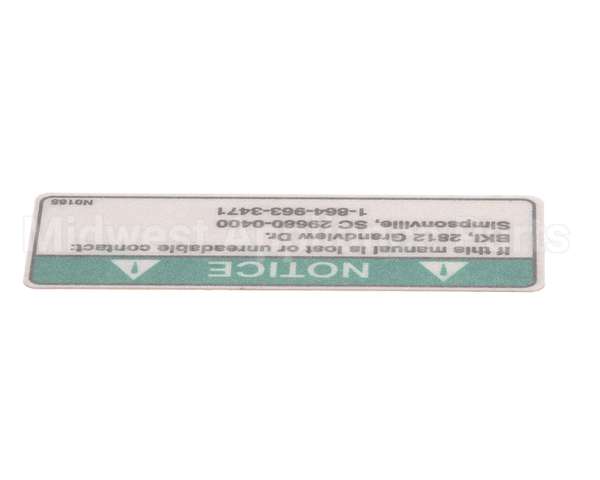 N0165 Bki Decal, Notice Lost Manual
