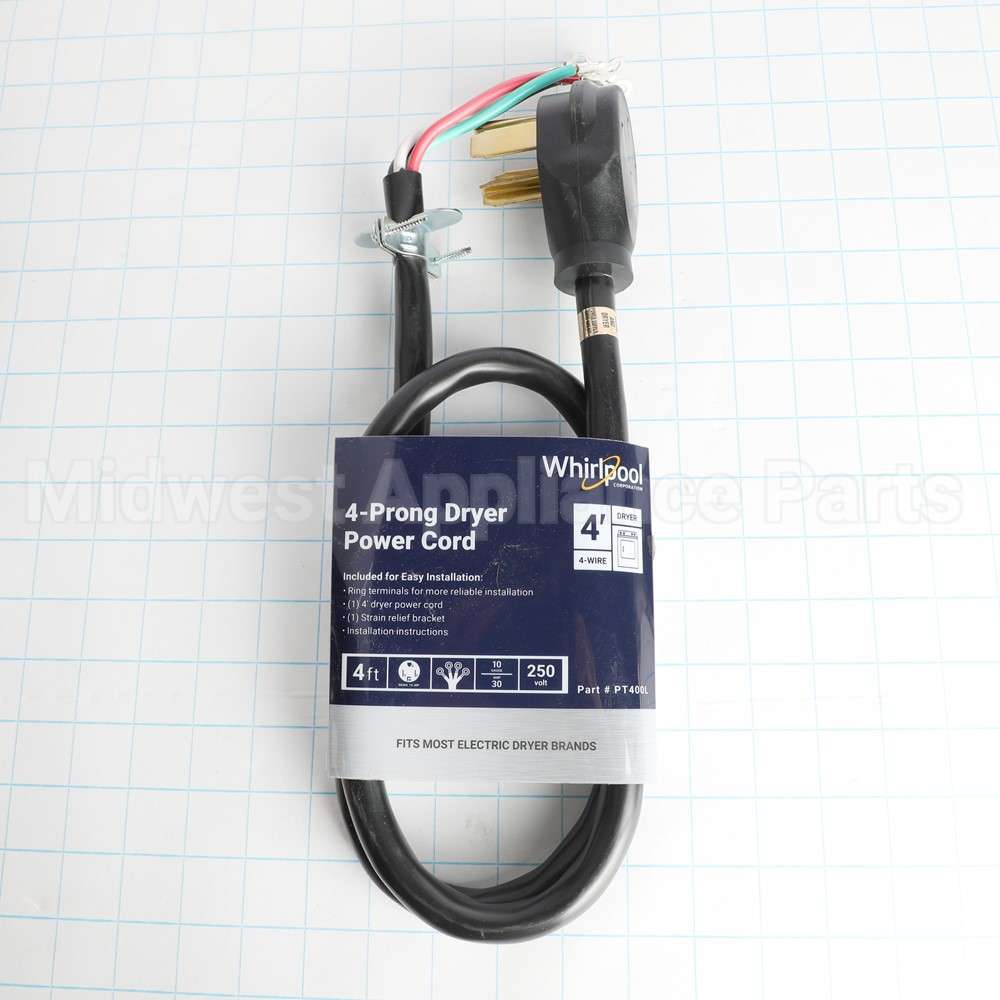 PT400L Whirlpool Dryer Cord - 4 Wire 30 Amp 4'