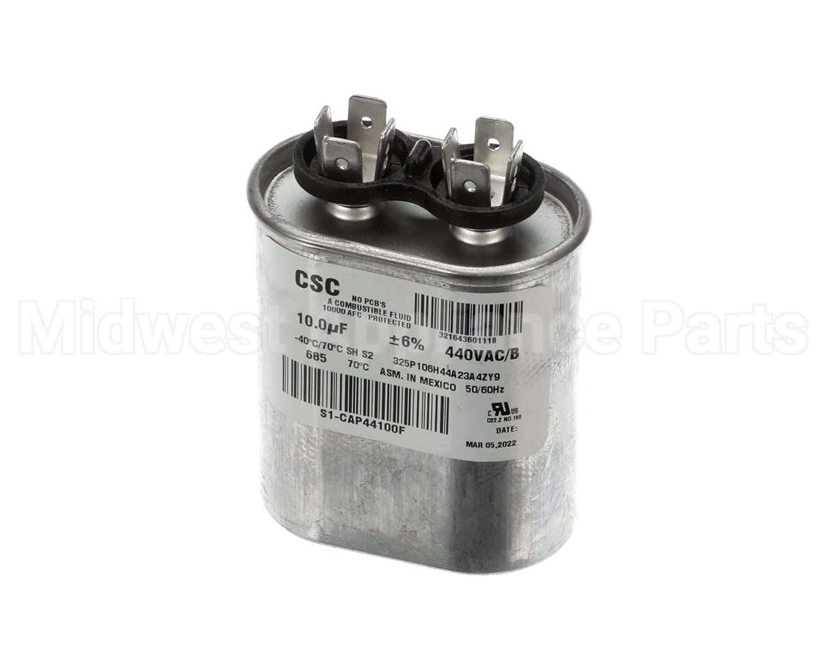 S1-CAP44100F York Capacitor,Run Single,10Mfd,440V,Flat