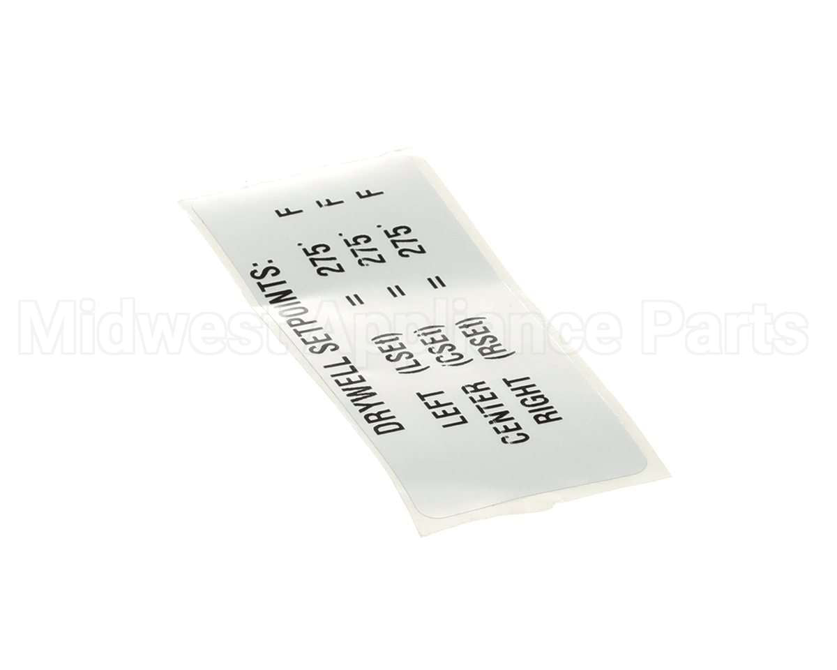 TBP00149 Delfield Label,Drywell Setpoints