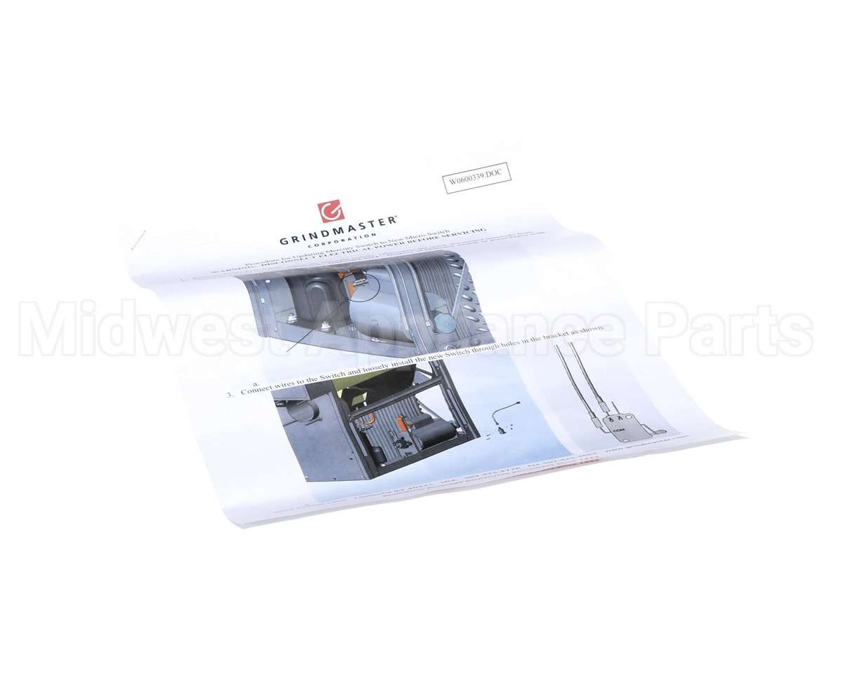 W0600339 Grindmaster Cecilware Instruction Sheet,Merc Sw Rpl