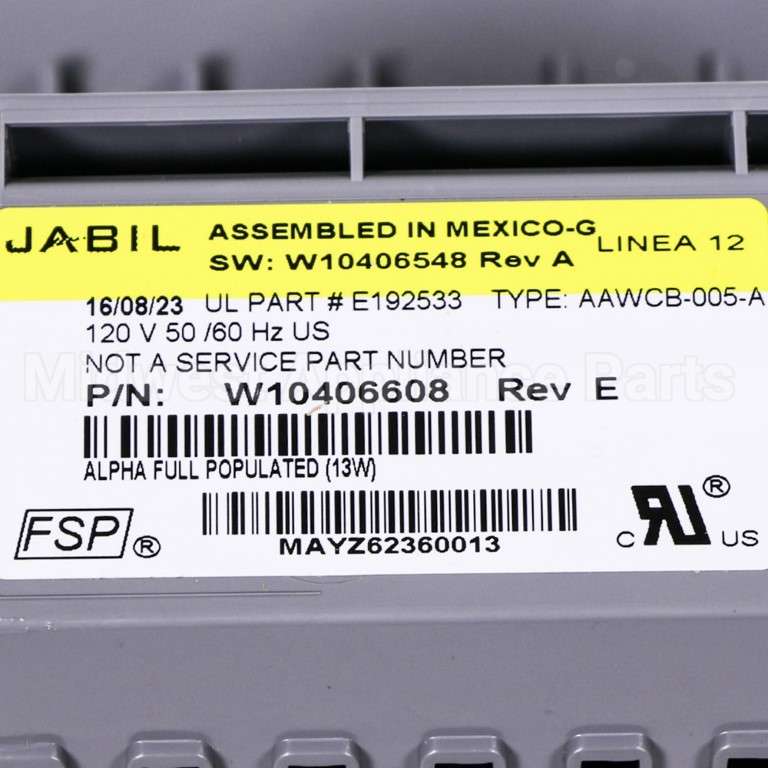 W10406634 Whirlpool Control Unit - Central