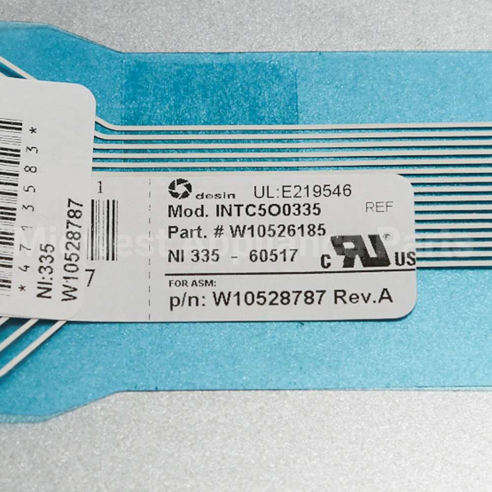 W10528787 Whirlpool Overlay Asm-Wp,Gas,Tc,Bl