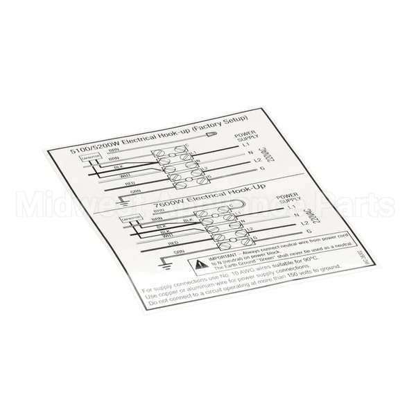 WC-38167 Compatible Curtis Label, Dual Voltage Power Hook
