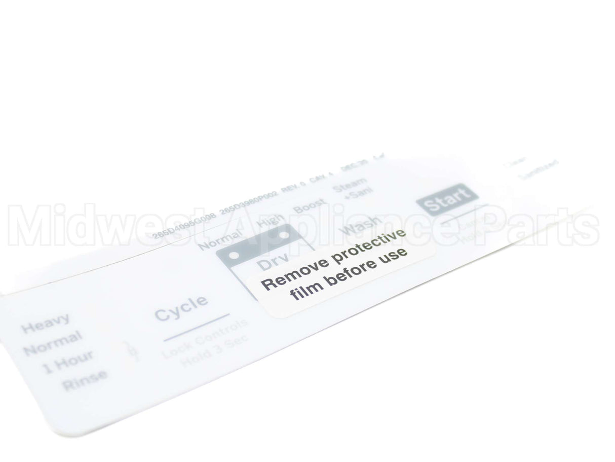 WD34X27904 GE White Control Panel Overlay