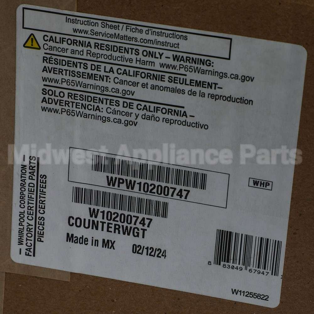 WPW10200747 Whirlpool Counterwgt