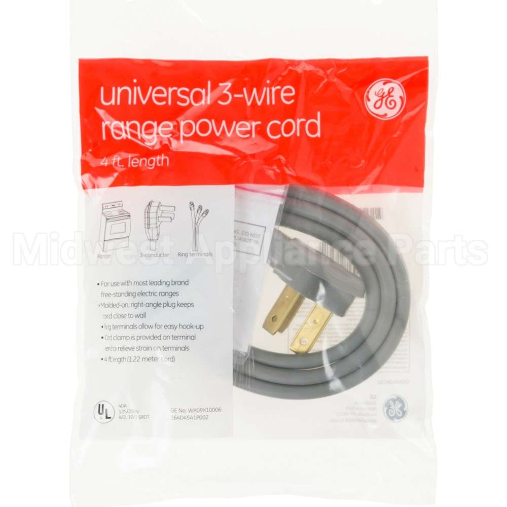 WX09X10006 GE 4'40Amp 3 Wire Range Cord