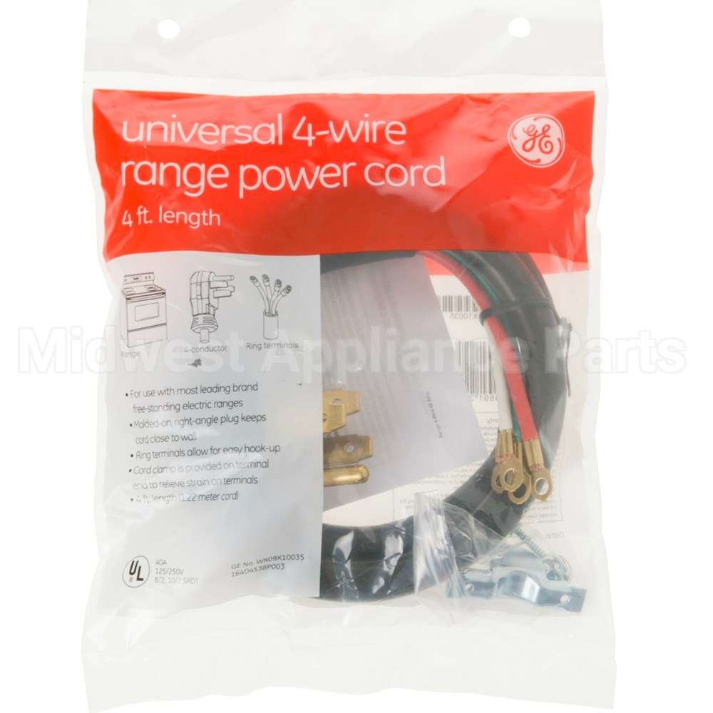 WX09X10035 GE 4' 40Amp 4 Wire Range Cord