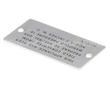 00-421727-00005 Vulcan Hart Plate,Propane To Natural Gas