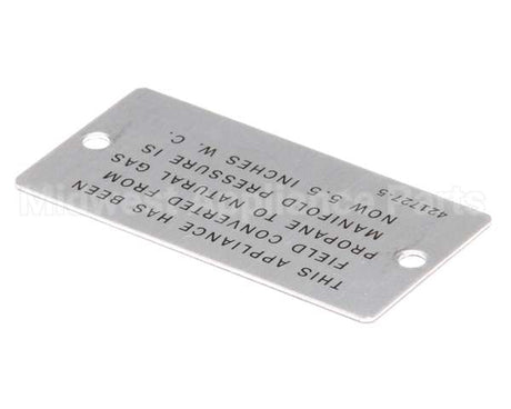 00-421727-00005 Vulcan Hart Plate,Propane To Natural Gas