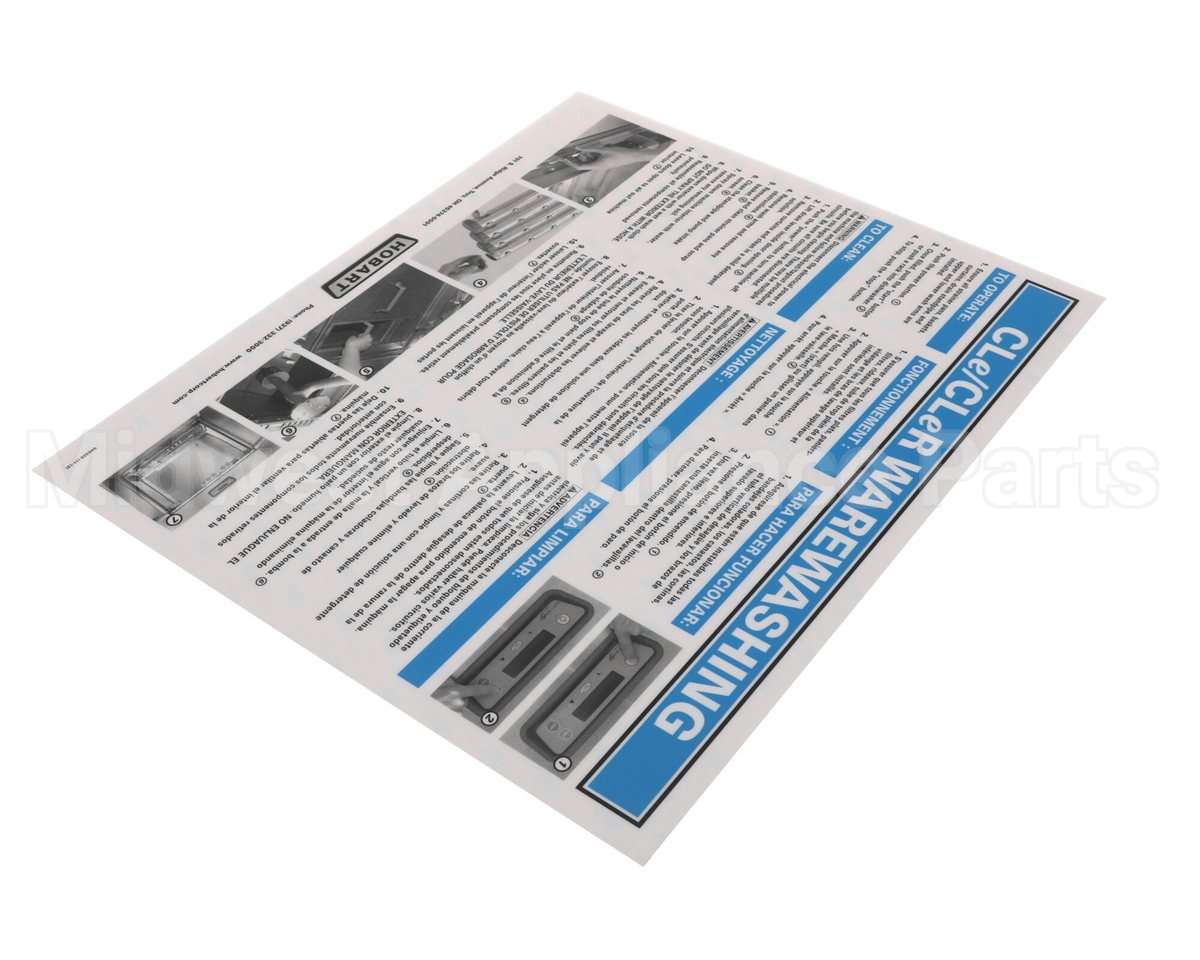00-948326 Hobart Label, Instruction Cleaning, T