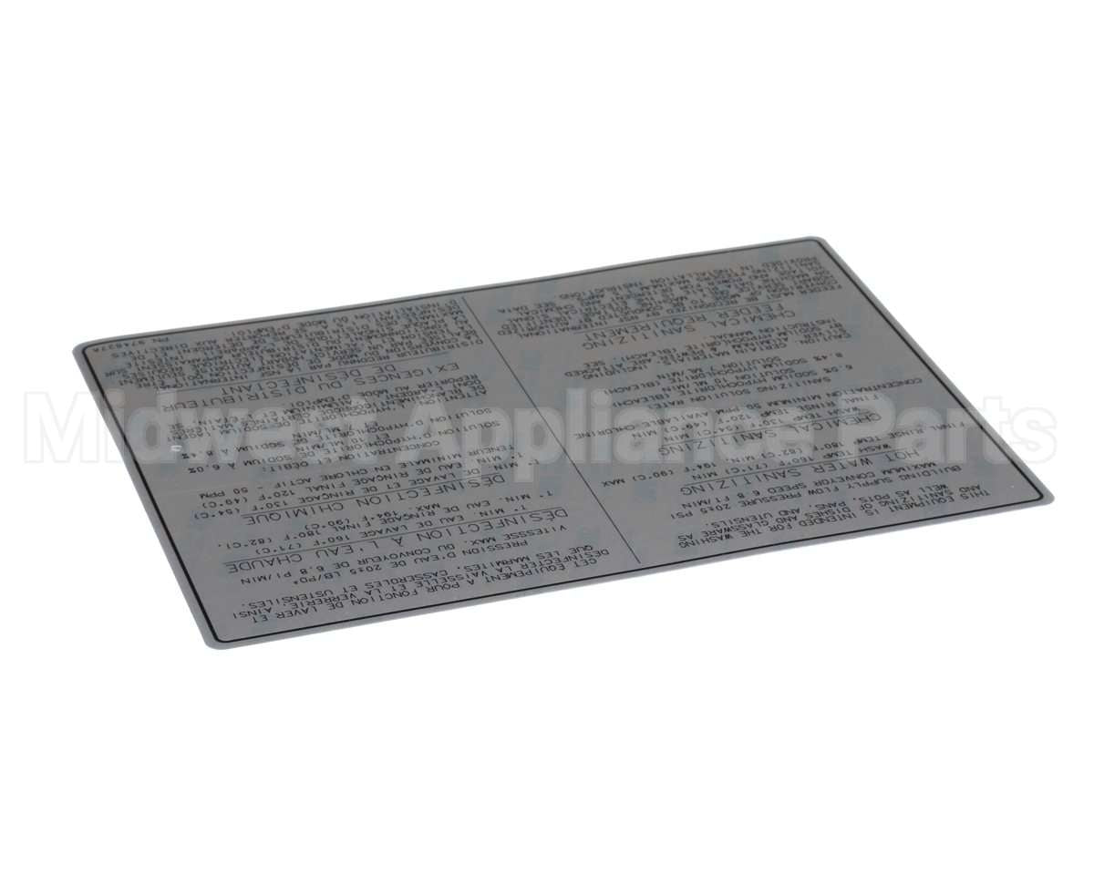 00-974827 Hobart Label, Dishwasher-Bilingual
