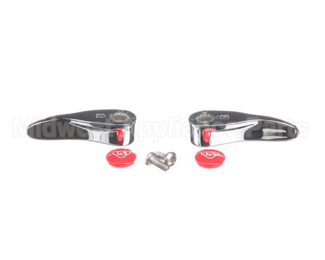 001637-45NS-M2 T&S Brass New-Style Lever Handles, Red Indexes (T&