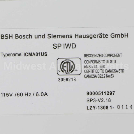 00707593 Bosch Ice Maker