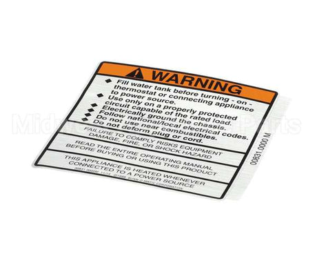 00831.0000 Bunn Decal, Warning-Electrical