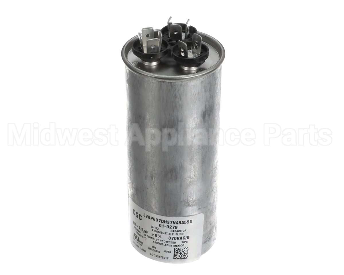 01-0279 Nortek Run Cap,Dual Round,370V,7.5+80Uf