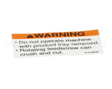 01-403175-00538 Berkel Label, Tray Warning