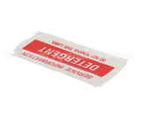 01000485 Glastender Decal, .75X1.877, Detergent