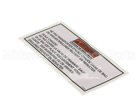 033590 Henny Penny Label-Warning Drain Pan Fre
