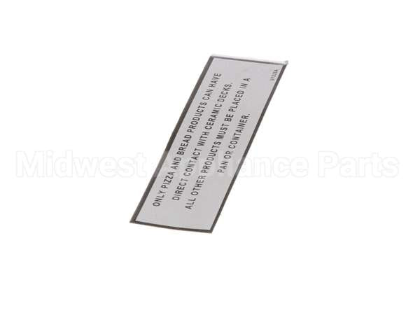 U1333A Bakers Pride Label; Warning [Pizza Oven/Cor