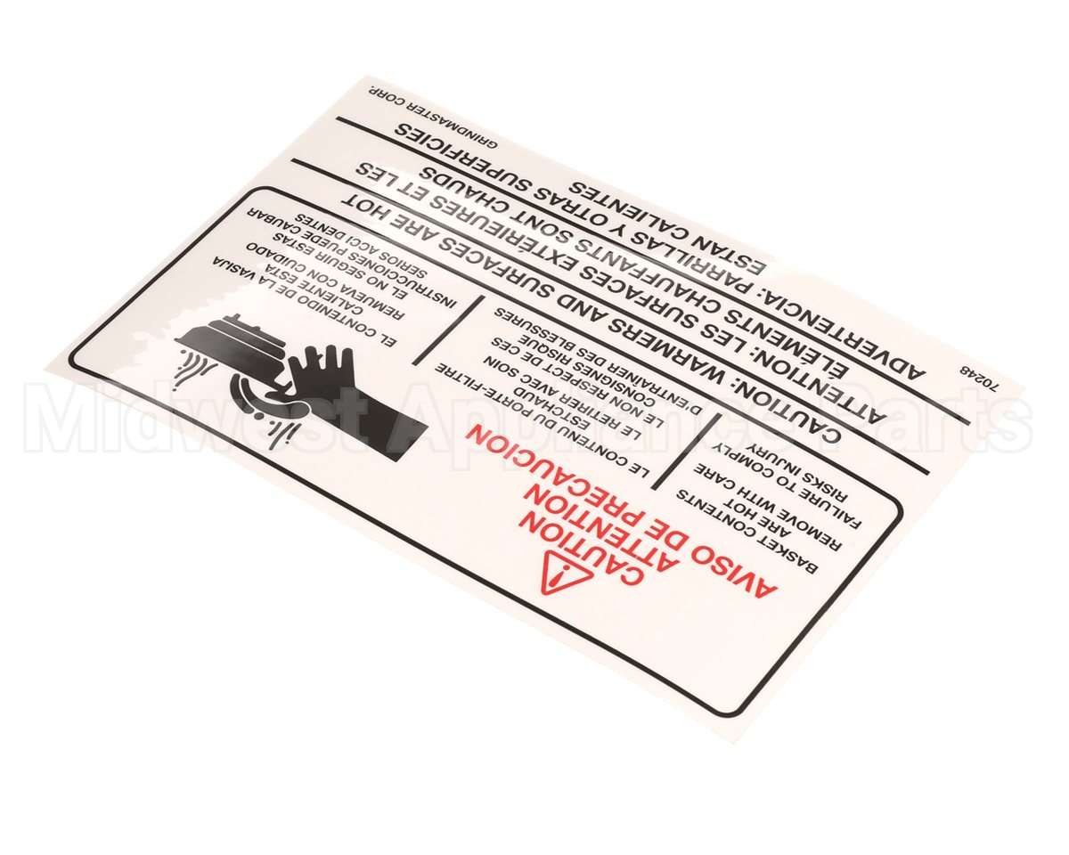 070248 Grindmaster Cecilware Label Warning A546-213