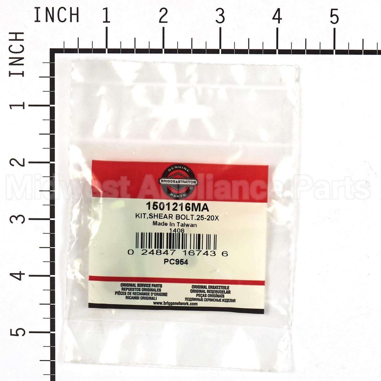 1501216MA Briggs & Stratton Kitshear Bolt.25-20X