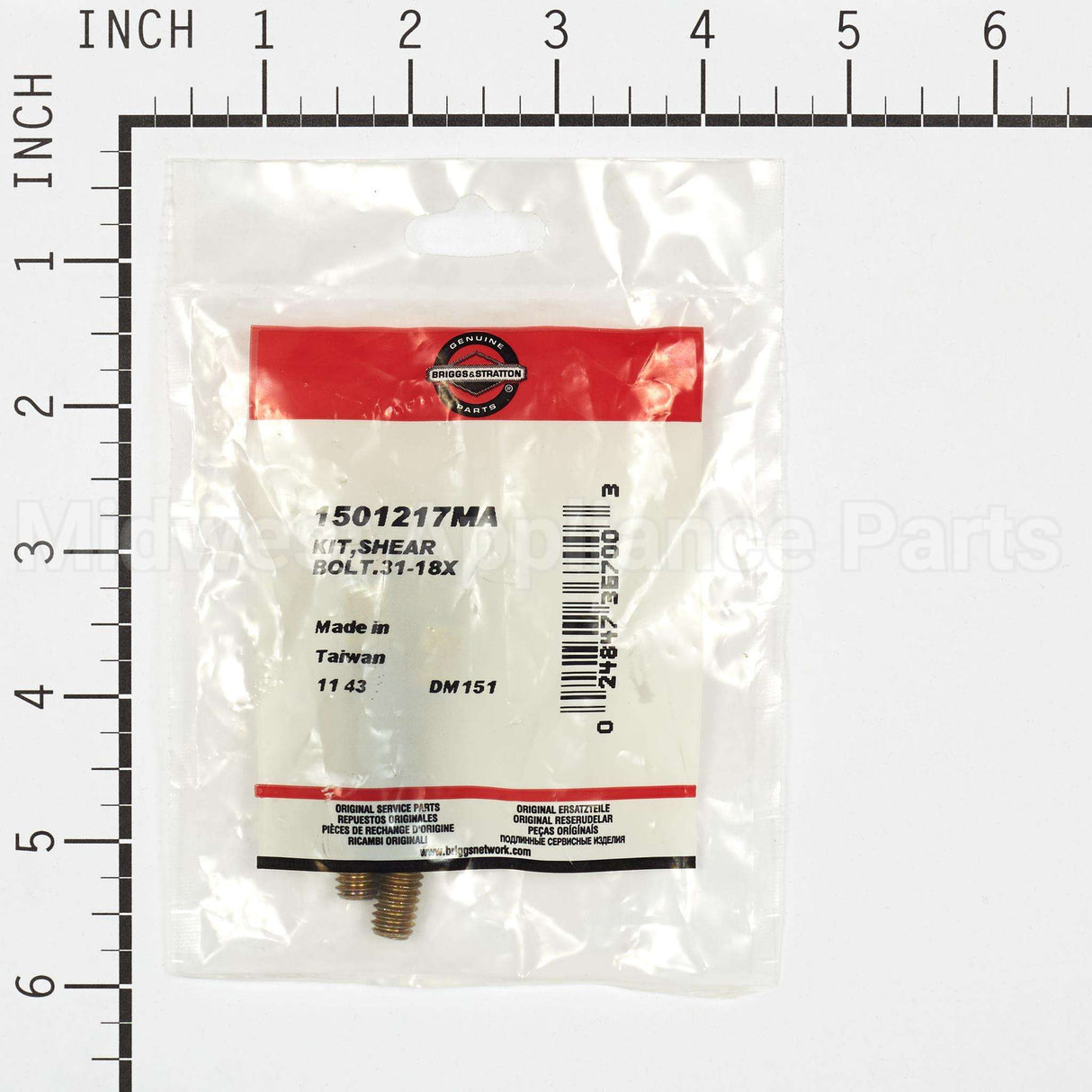 1501217MA Briggs & Stratton Kitshear Bolt.31-18X