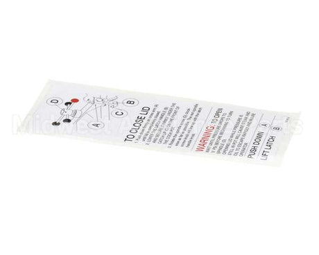 16181 Henny Penny Label - Lid Operating Instruct
