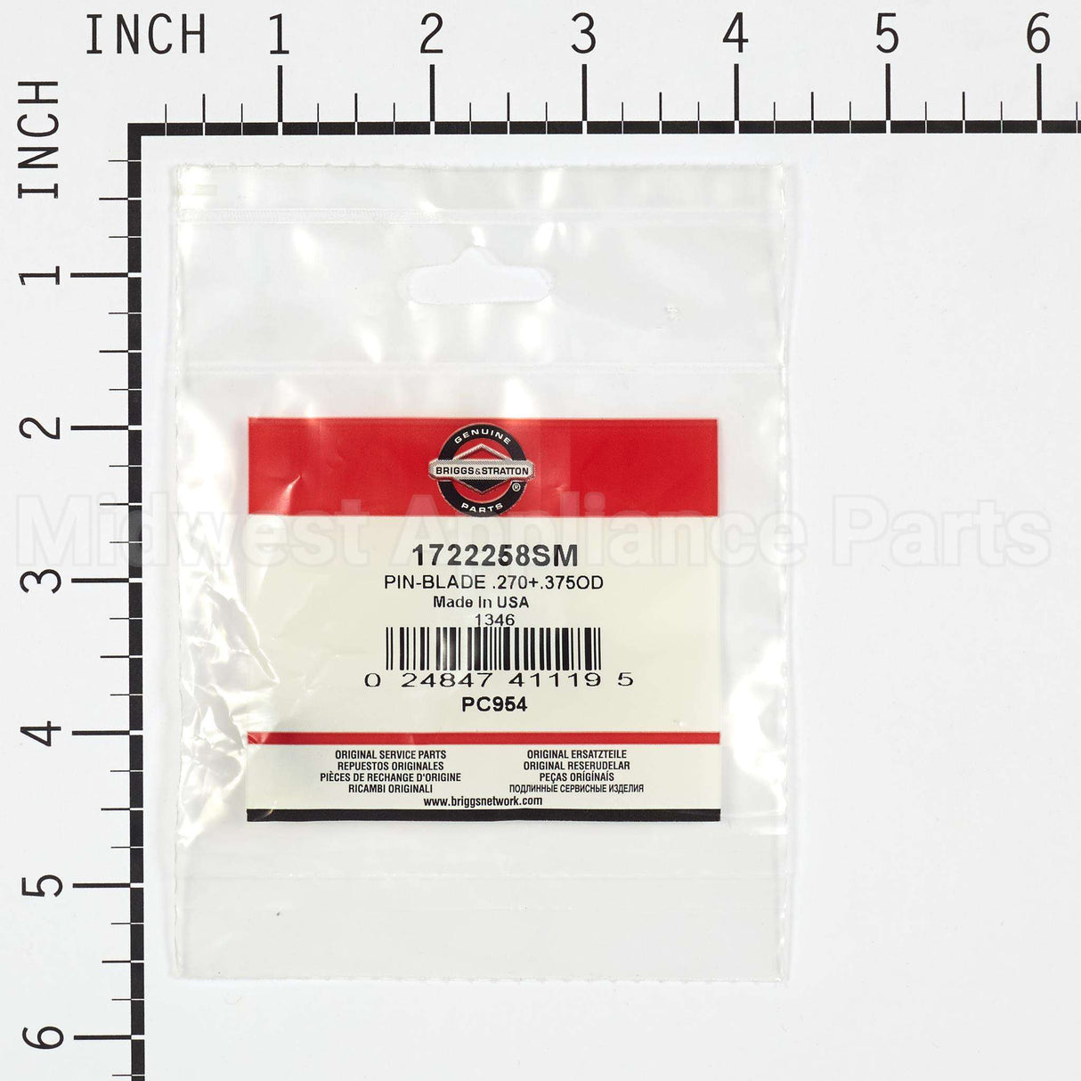 1722258SM Briggs & Stratton Pin-Blade .270+.375Od