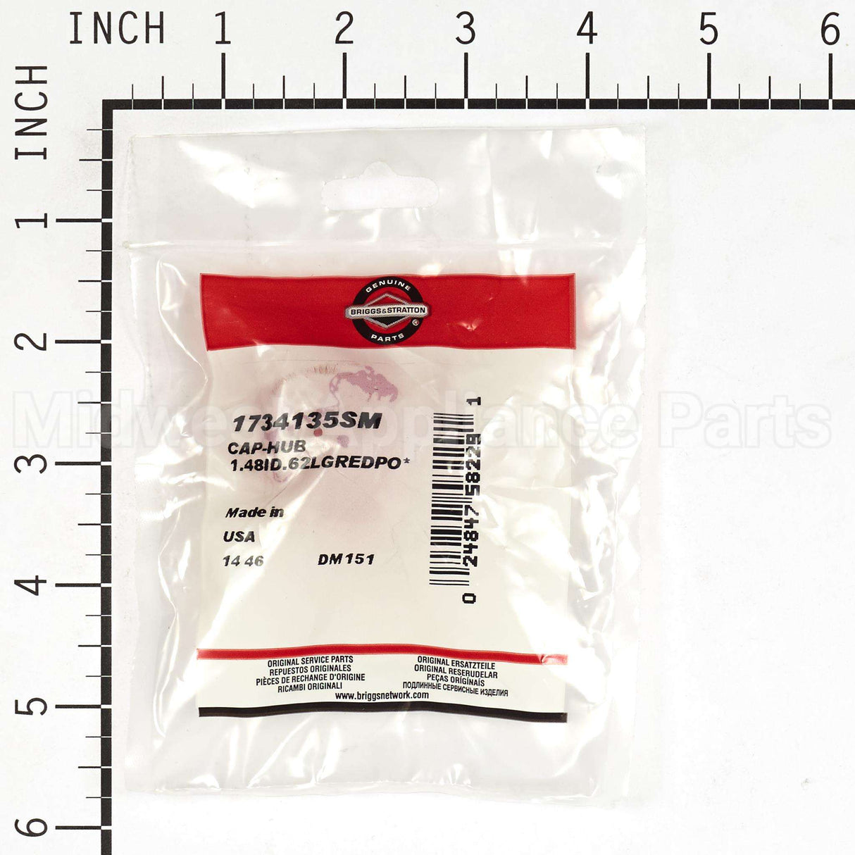 1734135SM Briggs & Stratton Cap-Hub 1.48Id.62Lgredpoly