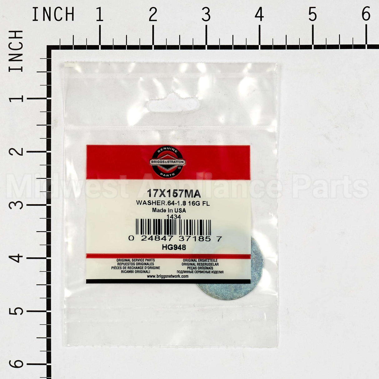 17X157MA Briggs & Stratton Washer.64-1.8 16G Fl