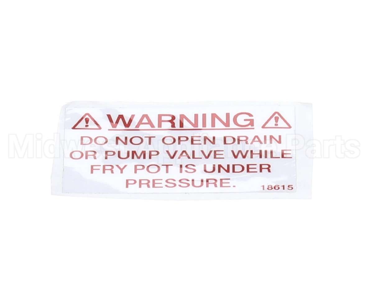 18615 Henny Penny Label - Drain Valve Warning