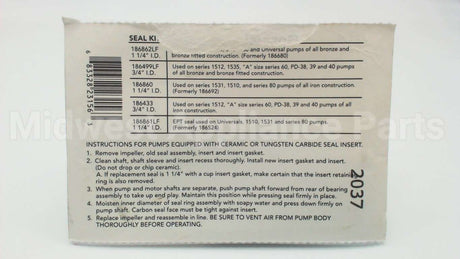 186499LF Xylem-Bell & Gossett Seal Kit#2,3/4"Id Brz.fit