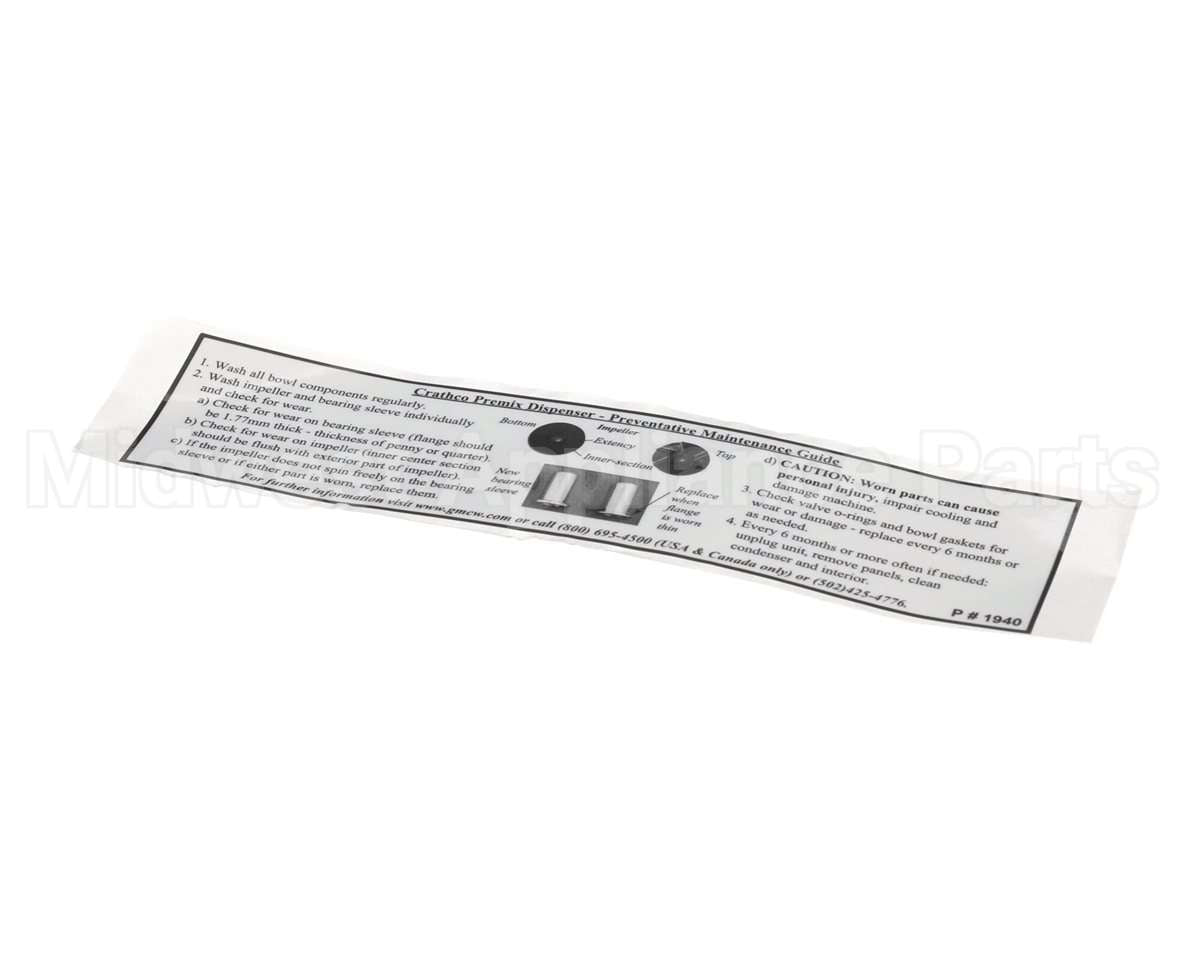 1940 Grindmaster Cecilware Decal, Maintenance Guide