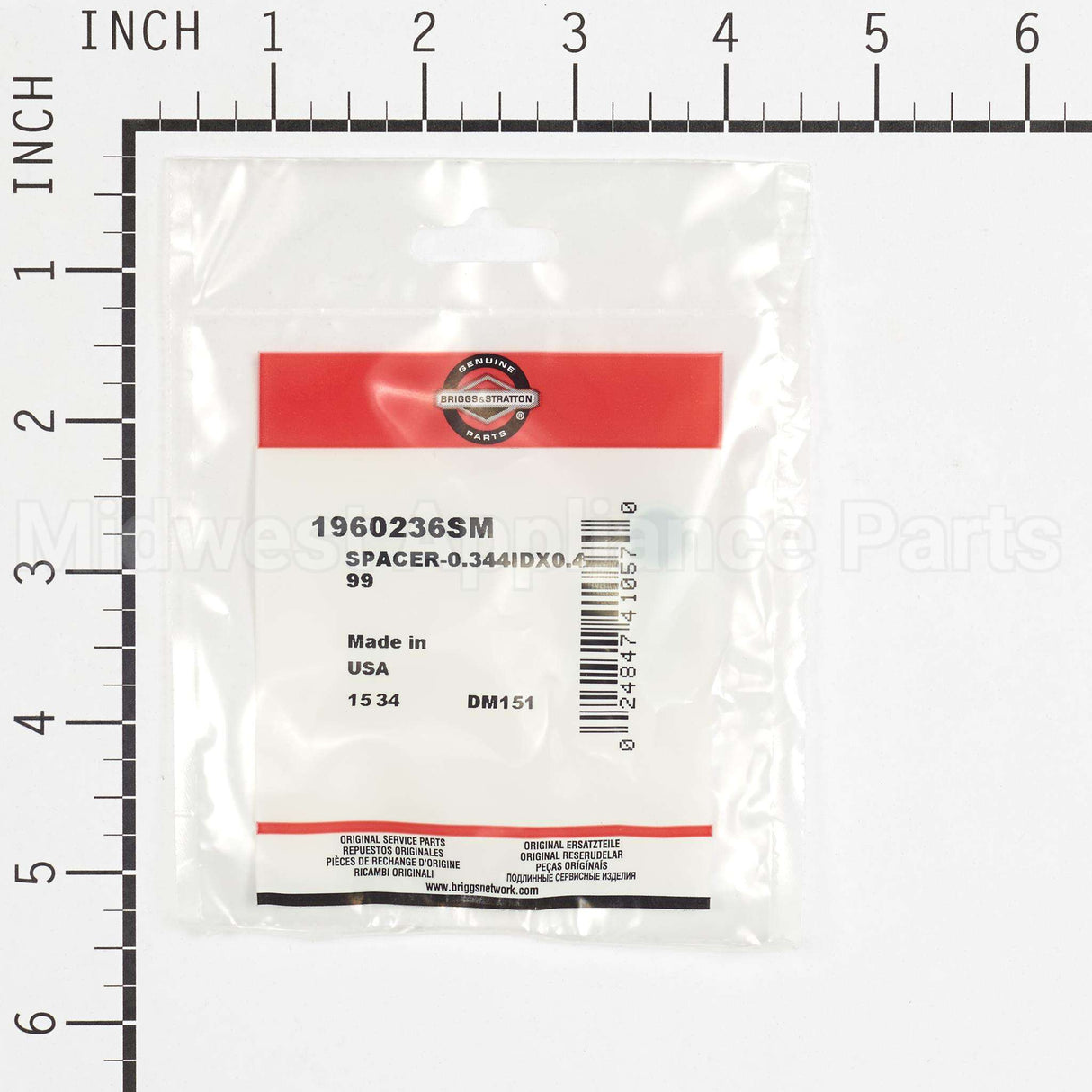 1960236SM Briggs & Stratton Spacer-0.344Idx0.499