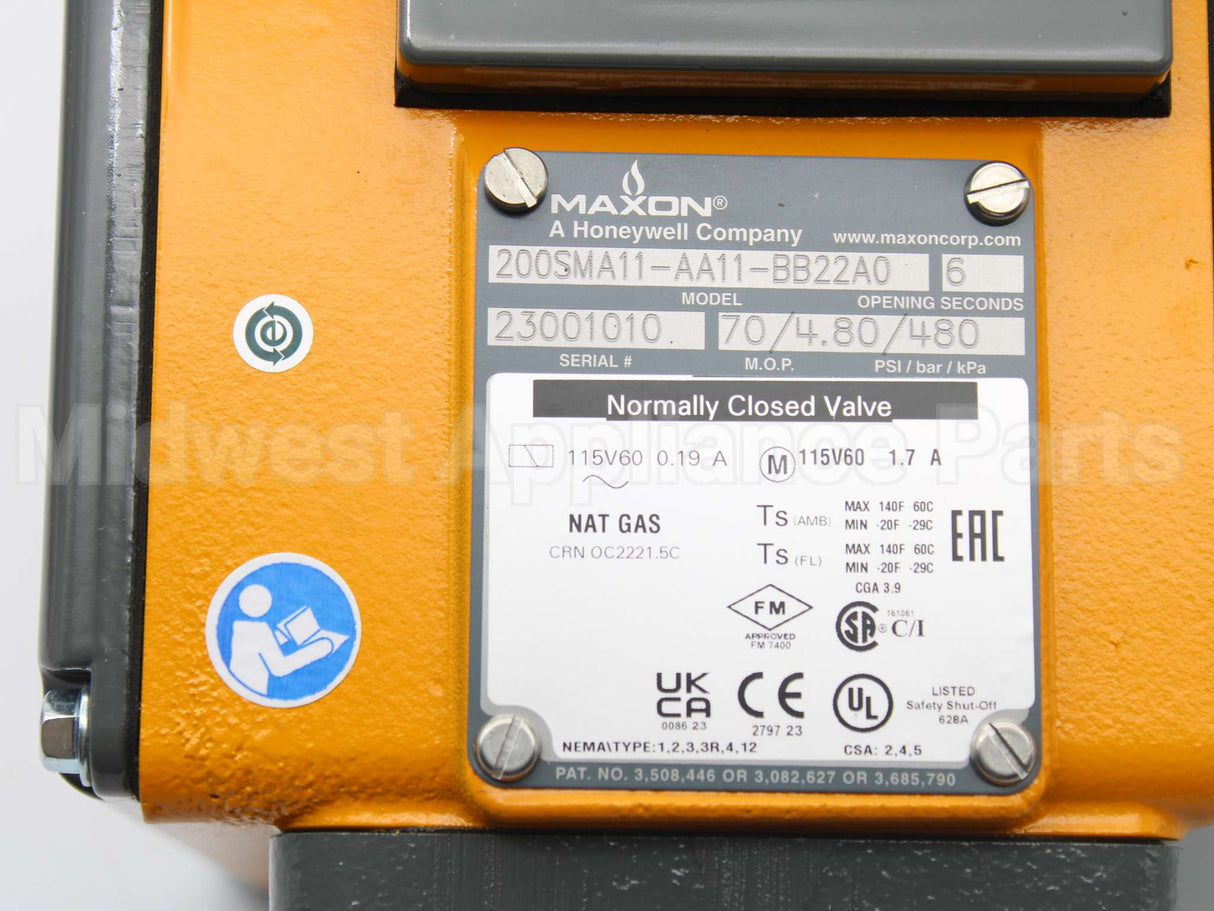 200SMA11AA11BB22A0 Maxon Gas Vlv 2" 115V Vos2/Vcs2