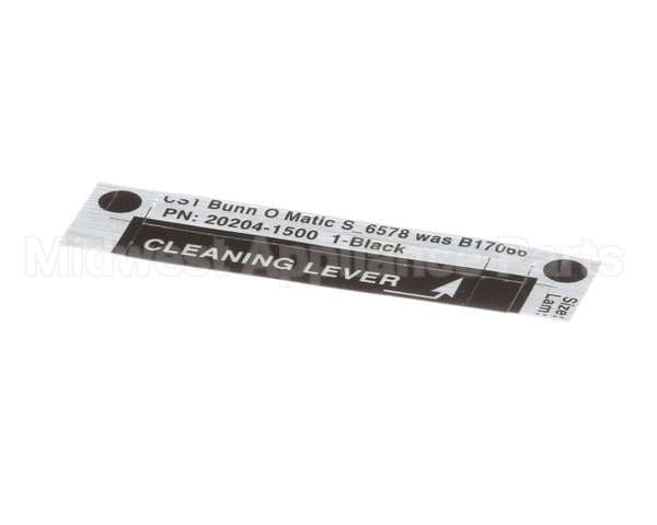 20204.1500 Bunn Decal, Cleaning Lever