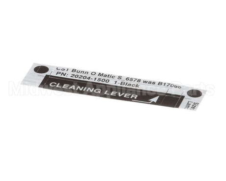 20204.1500 Bunn Decal, Cleaning Lever