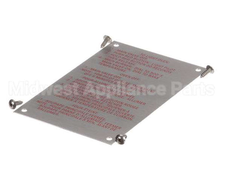 20326 Blodgett Lighting Instr Plate W/Screws