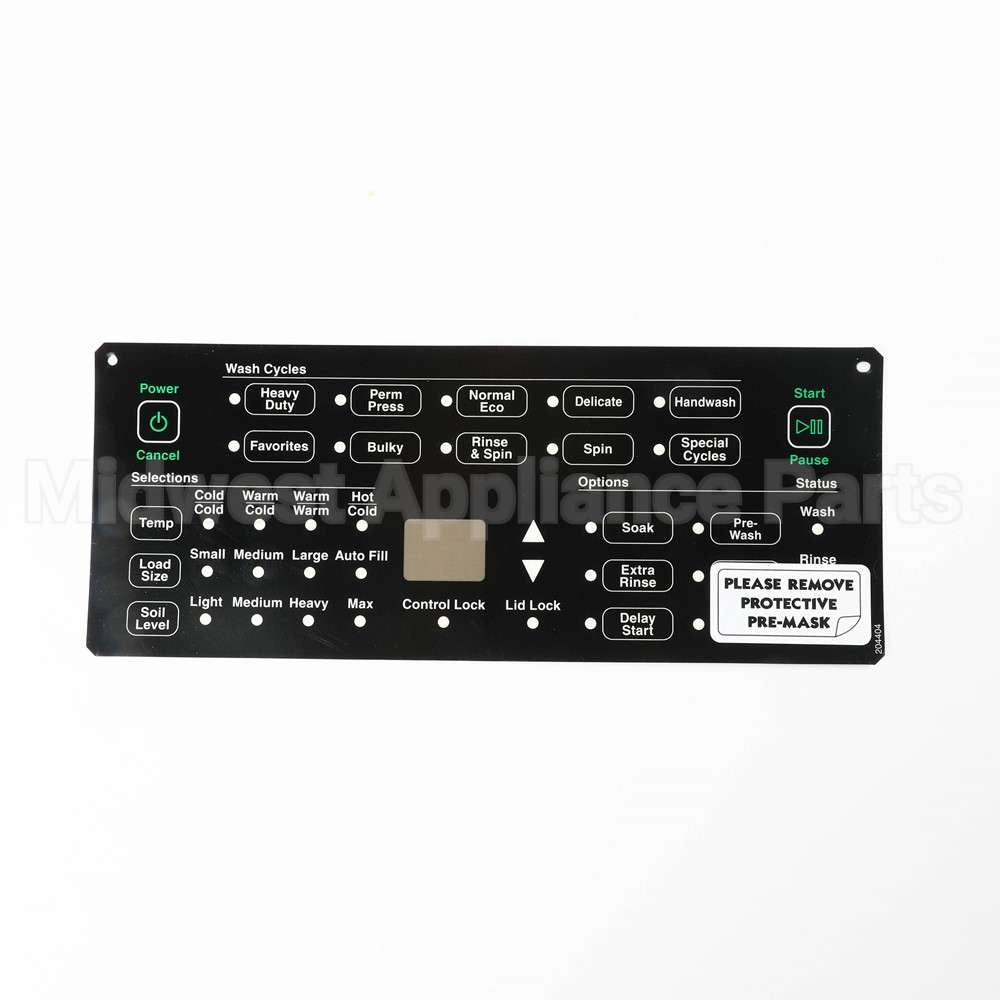 204404 Speed Queen Overlay,Control Tlw Rc H4 Hec Black