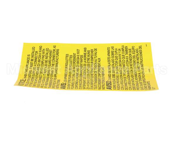 23317 Ultrafryer Decal, Instruction Gas Fryr Se
