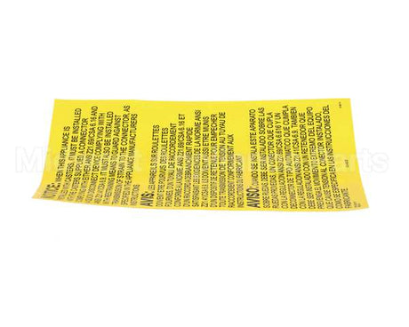 23317 Ultrafryer Decal, Instruction Gas Fryr Se